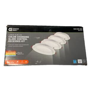 Recessed Lights 4PK Commercial Electric 6” Slim Baffle LED  Adj Color Temp New